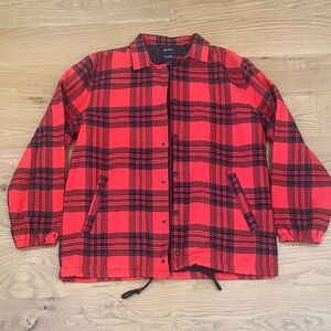 10.Deep Red and Black Plaid Shirt Jacket